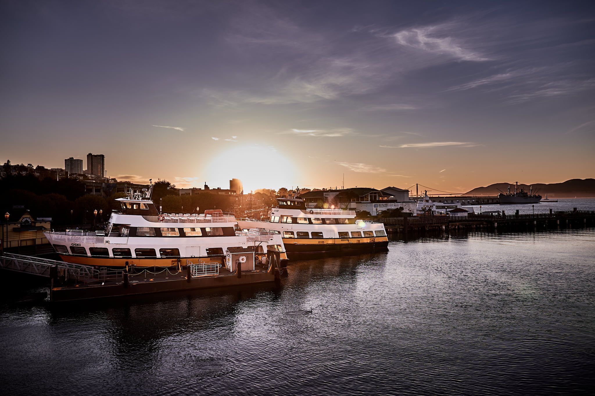 Sunset over Oracle Park, Port of San Francisco